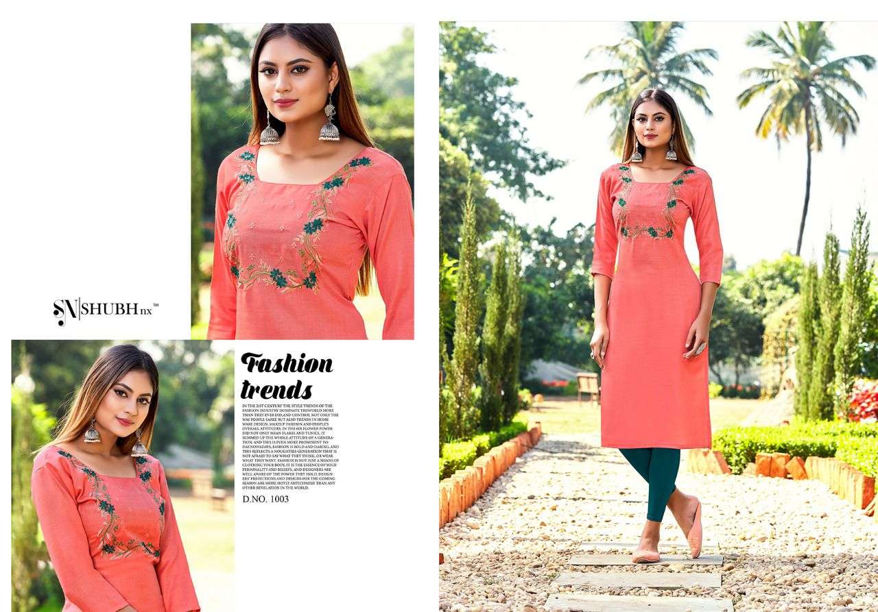 AMUL VOL-5 BY SHUBH NX 1001 TO 1010 SERIES BEAUTIFUL COLORFUL STYLISH FANCY CASUAL WEAR & ETHNIC WEAR & READY TO WEAR MAGIC SLUB WITH EMBROIDERY KURTIS AT WHOLESALE PRICE